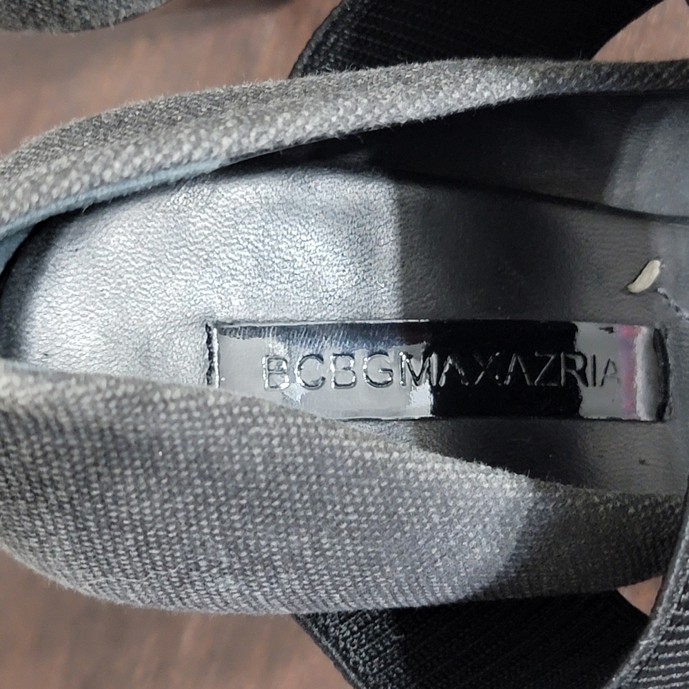BCBGMAXAZRIA Black/Gray Mary Jane Wedge Block Pumps Women's Size 8B - Picture 6 of 15